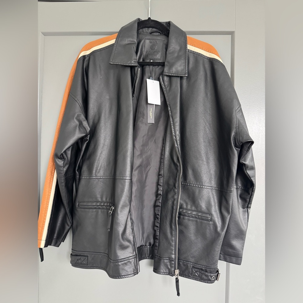 Max Studio Black and Orange Bomber Jacket
